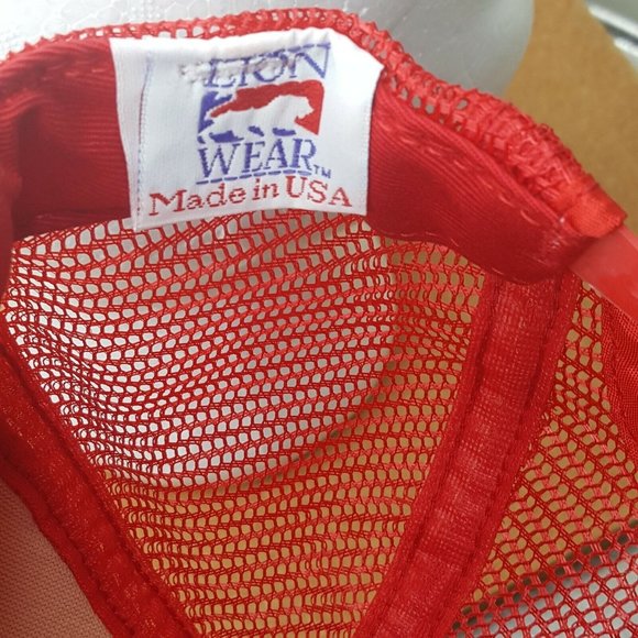 Vtg Drummond American Bull Dog Flag Red Snap Back Mesh Trucker Hat Cap - Picture 6 of 6